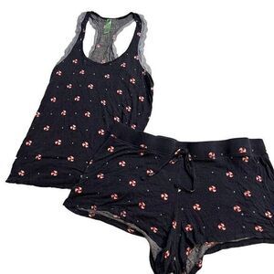 HoneyDew Womens M Cozy Peppermint Print Pajama Set Tank Top and Shorts Sleepwear